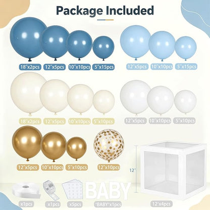 Dusty Blue Gold Balloon Arch Kit, Baby Boxes, Baby Shower Decorations Boy | - Image 2