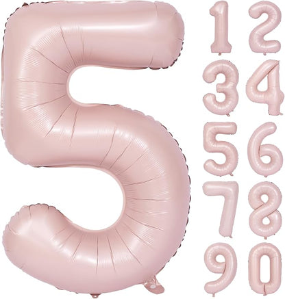 40 Inch Pink Number 5 Foil Balloon Light Pink Digital 5 Helium Balloon | by YOIOZAIZAI