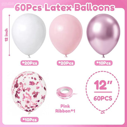 Pink White Balloons, Anniversary, Graduation, Wedding Party Decorations - Image 2