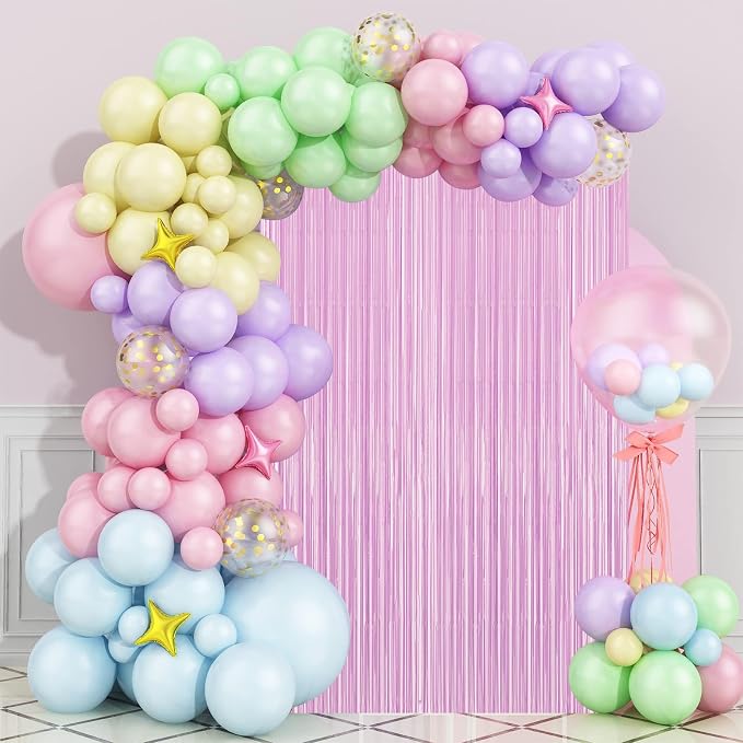 Voircoloria Pastel Purple Foil Fringe Backdrop Curtains, 2 Pack | Tinsel - Image 5