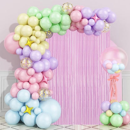 Voircoloria Pastel Purple Foil Fringe Backdrop Curtains, 2 Pack | Tinsel - Image 5