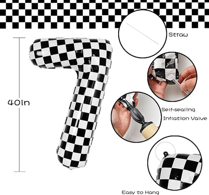 40 Inch Checkered Number Balloon - Image 2