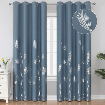 Stone Blue Blackout Curtains 96 Inches Long, Grommet Curtains by ESTELARTEXTILER