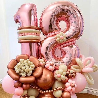Rose Gold 0 Number Balloons, 40 Inch Big 0 Balloon Numbers Rose Gold 0 Foil - Image 3