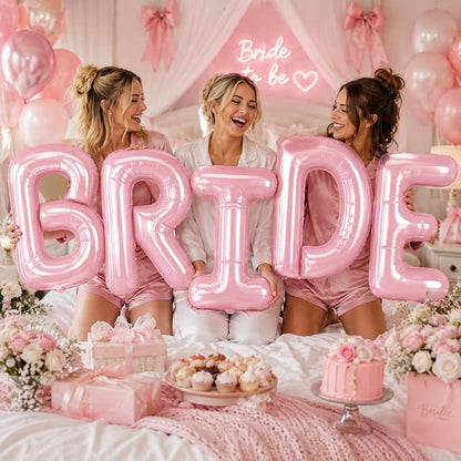 40 Inch BRIDE Balloons Bachelorette Party Decorations, Pearl Pink Bride Letter - Image 3