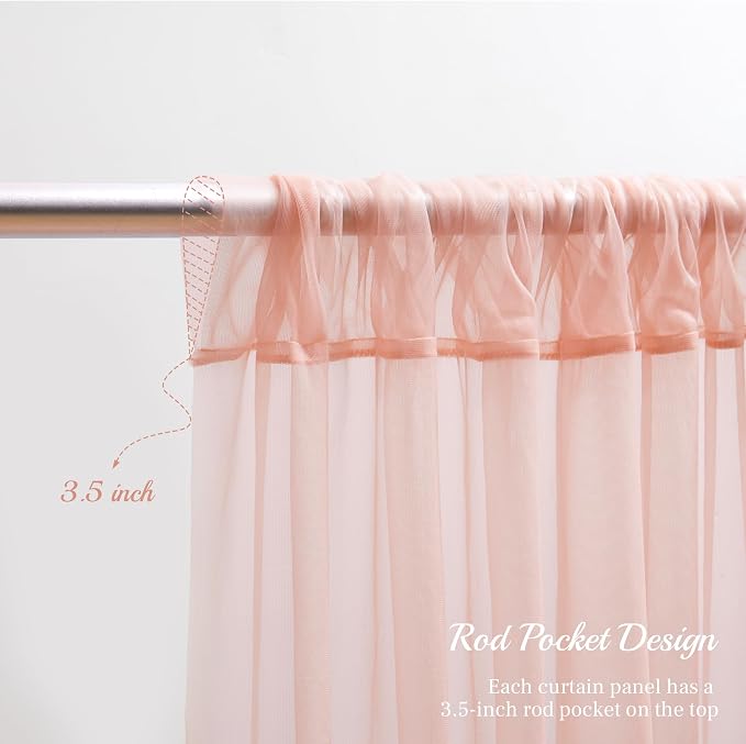 10x10ft Peach Tulle Backdrop Curtain - Image 6