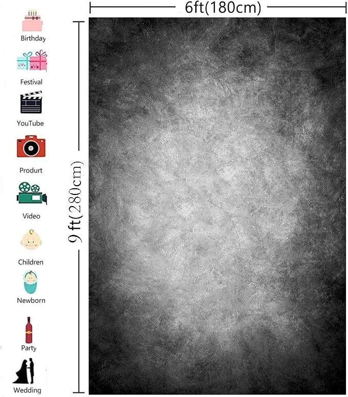 6x9ft Abstract Black Gray Portrait Photography Backdrops Photo Studio Prop - Image 3