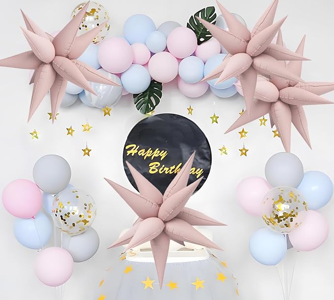 50pcs Matte Pink 20' Water Drop Foil Cone Mylar Balloons Matte Pink Star - Image 4