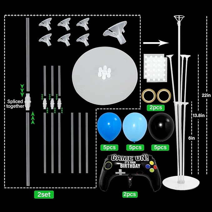 Video Game Birthday Party Balloons Stand Kit 2 Sets - Image 2