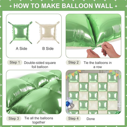 Mint and MilkWhite Square Foil Balloons 25 Pcs Metallic Mint and MilkWhite - Image 3