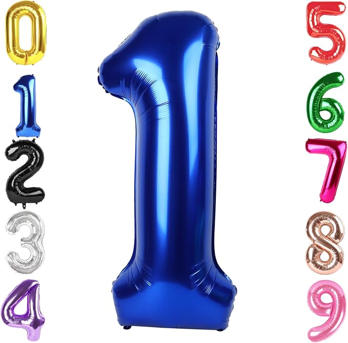 40 Inch Night Blue Number 1 Balloon, 1st Blue Birthday Party Decorations | 40 by Hadoife
