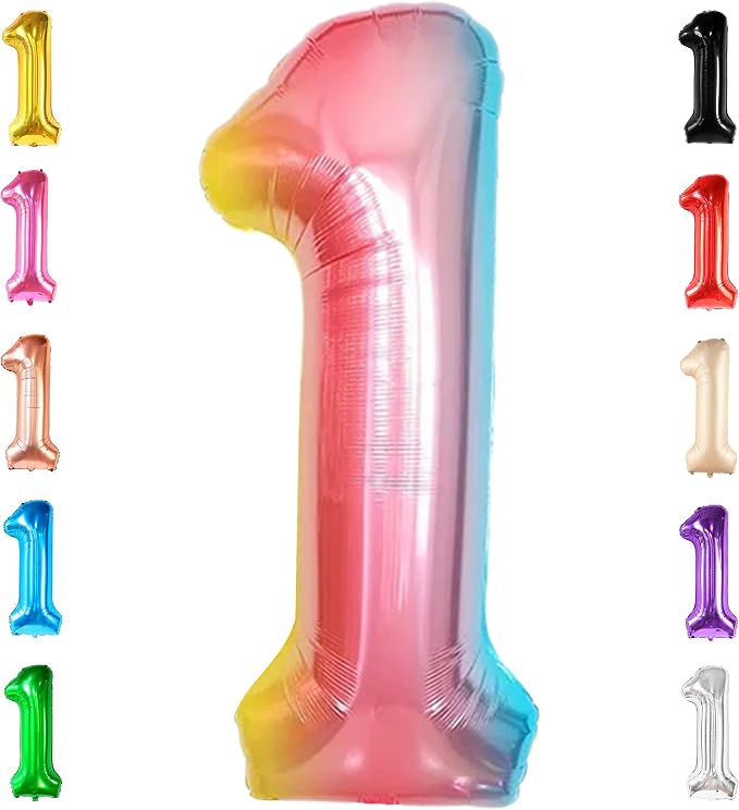 KatchOn Number One Balloon for First Birthday 40 Inch | Rainbow Number 1 by KatchOn