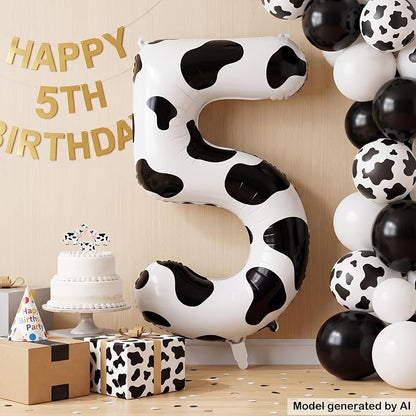 40" Cow Print Foil Number 5 Balloon - Image 3