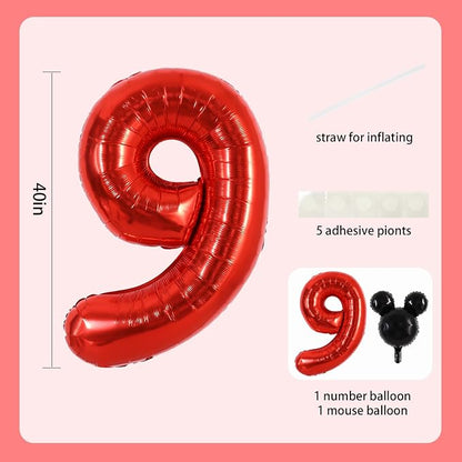 40 Inch Red Foil Number 9 Balloon - Image 2