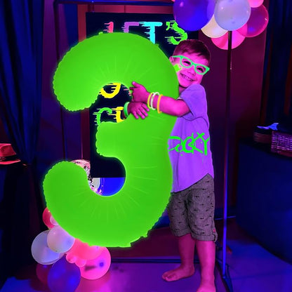 Mega-L Glow in The Dark Party Supplies, 40 Inch Yellow Number 8 Balloon | Glow - Image 8