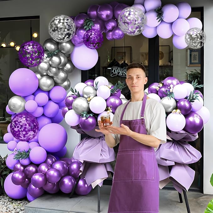 MEBAY Purple and Silver Balloon Garland Arch Kit - Image 7