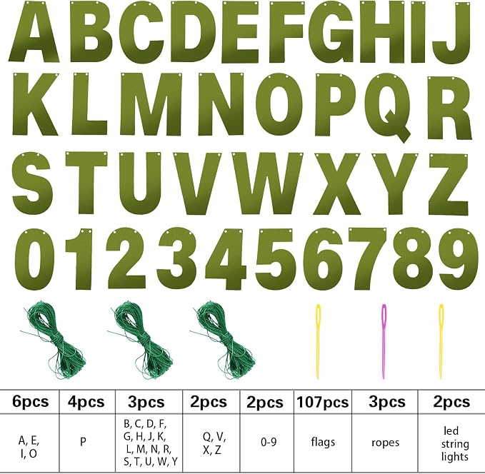 TaoBary 112 Pcs DIY Letter Kit Glitter Customizable Banner Letters Include 107 - Image 2