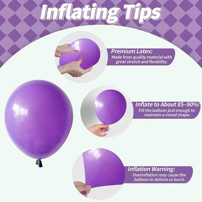 Purple and Green Balloons, 12 Inch Lime Neon Green Metallic Purple Black - Image 6