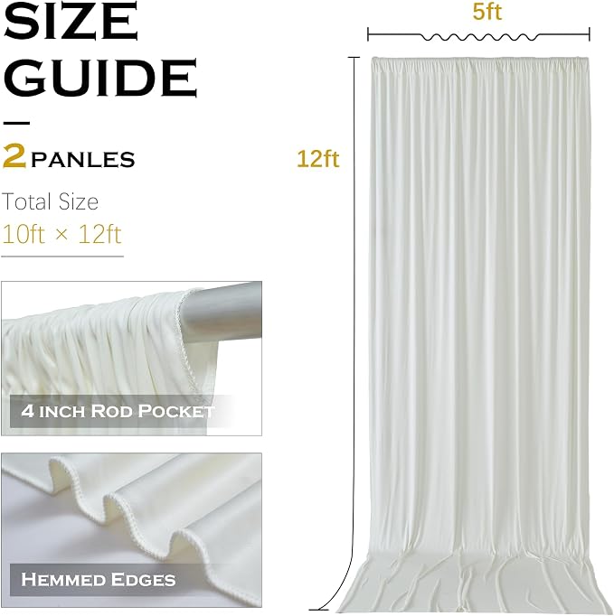 10ft×12ft Ivory Backdrop Curtain - Image 9