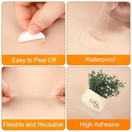 JANYUN 140 Pcs Double Sided Sticky Dots, 40 mm Square Putty Sticky Tack | Clear - Image 5