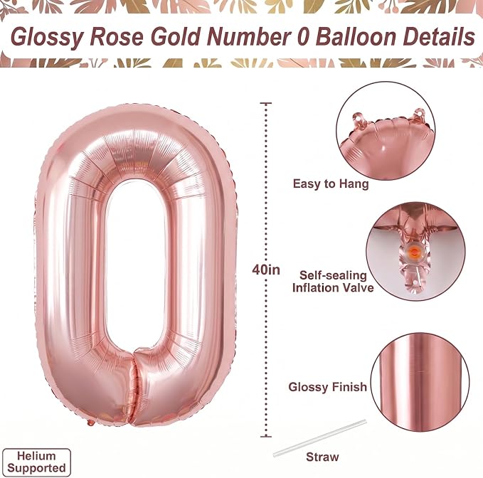 Rose Gold Number 20 Balloon 40 Inch, Glossy Foil Pair - Image 4