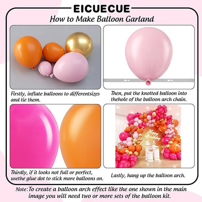 200Pcs Pink and Orange Gold Balloons Garland Arch Kit - Image 3