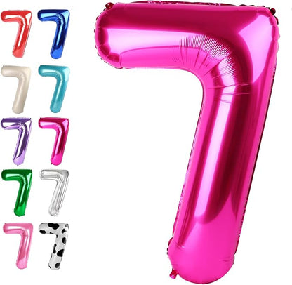 Hot Pink Number 7 Balloon 40 inch, Balloon numbers party supplies, deco photo by Upgesy