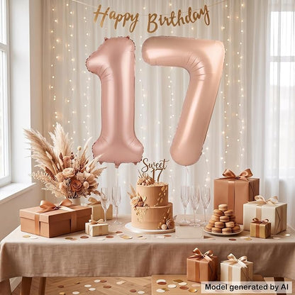 40 Inch Caramel Foil Number 17 Balloon - Image 3