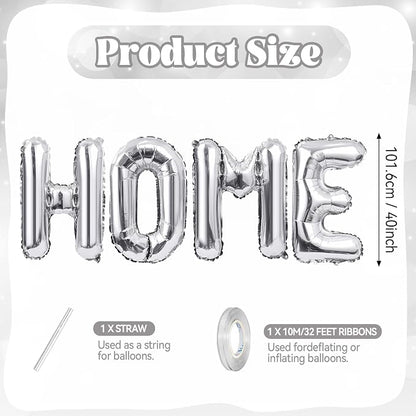 40 Inch Silver HOME Balloons, Large Silver Letter Foil Balloon - Image 2