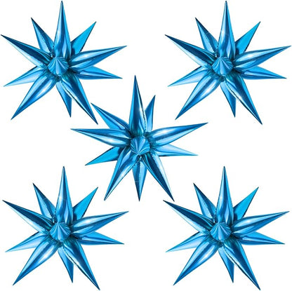 60 PCS Blue Star Balloons, 12 Point Cone Explosion Star Foil Balloons by Moukiween