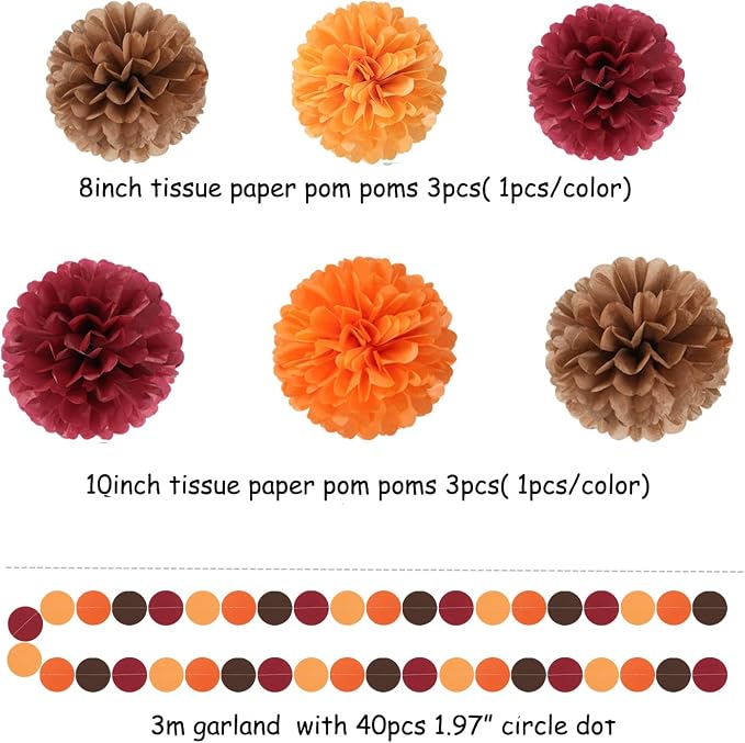 Boho Baby-Shower Burgundy-Brown Orange Party-Decorations - Image 3
