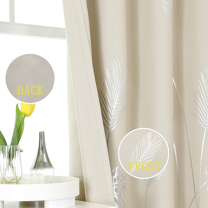 Room Darkening Cream Beige Curtains 84 Inches Long, Thermal Insulated Grommet - Image 3