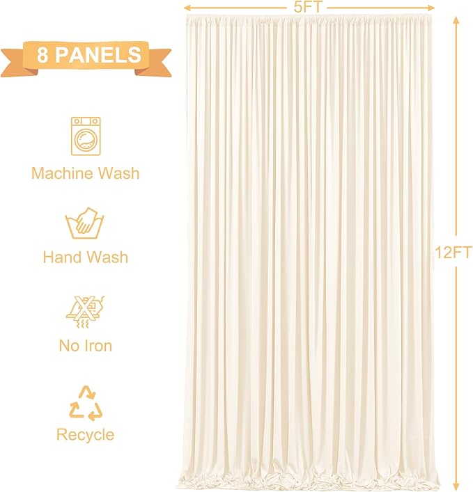 8 Panels Champagne Backdrop Curtains - Image 6