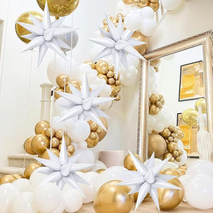 72 PCS White Star Balloons, 26 Inch Star Foil Explosion Balloons, Large Spike - Image 3