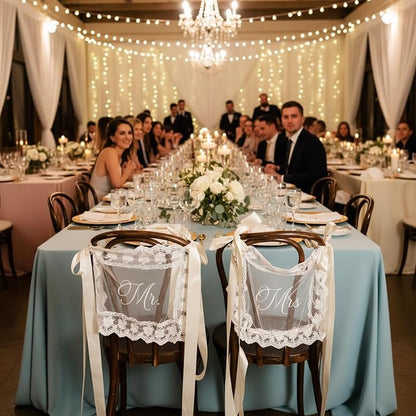 Sheer Lace Mr & Mrs Wedding Signs - Image 6