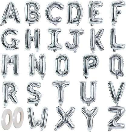 TONIFUL Silver Letter Balloons 1 Set 16 Inch A-Z Custom Alphabet Banner | 26 by TONIFUL