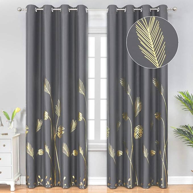 Dark Grey Blackout Curtains & Drapes 102 Inches Long by ESTELARTEXTILER