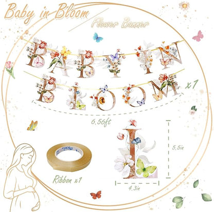 Flower Butterfly Baby in Bloom Banner, Wildflower Butterflies Baby Shower Sign - Image 5