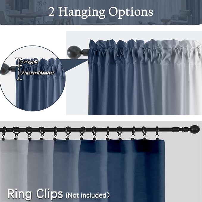 Blue and White Kitchen Curtains 2 Panels - Image 3