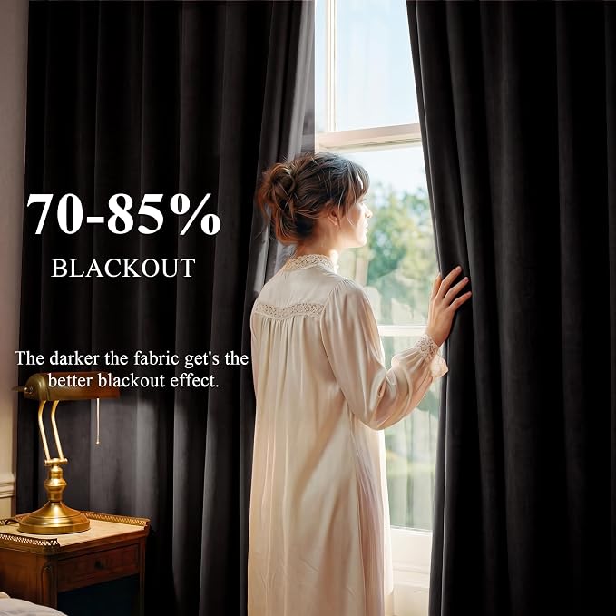 Extra Long Black Velvet Curtains - Image 3