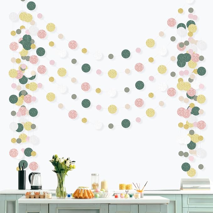 Outus 5 Pieces Colorful Circle Garland Banner Hanging Paper Dot Decorations by Outus
