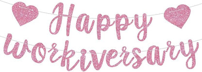 Pink Glitter Happy Workiversary Banner by RICHHHA