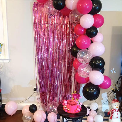 Balloons Black and Pink, Rose Red Pink Party Balloons Decoration - Image 7