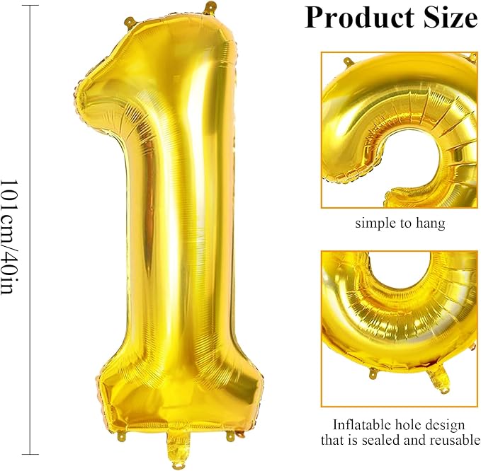 Number 1 Balloons for 1th Birthday Party Decorations, 0-100 Large No.1 Balloons - Image 2