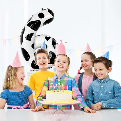 40 Inch Cow Print Number 6 Balloon, Large Black & White Decor - Image 2