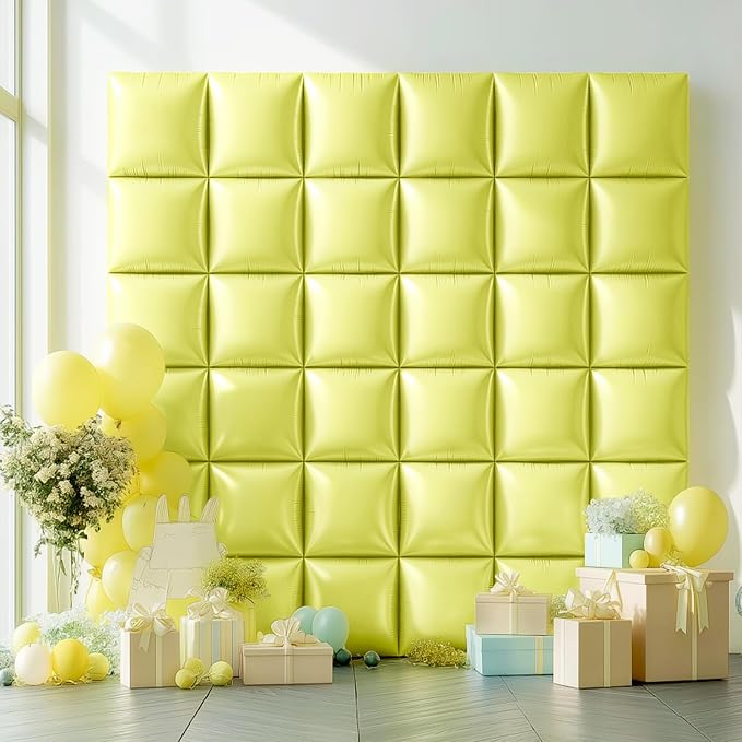 NISOCY 25PCS Pastel Yellow Square Foil Balloons Wall Backdrop | Double Sided - Image 8