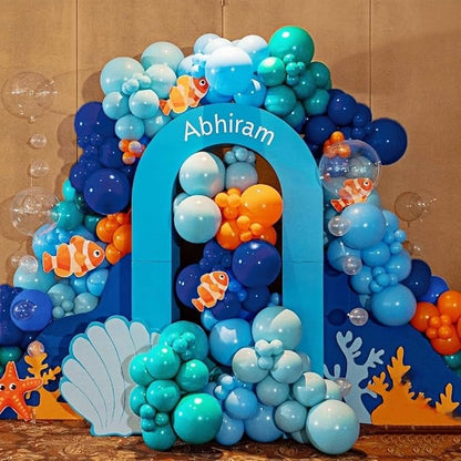 202 PCS Under the Sea Party Decorations Balloons Arch, Teal Blue Balloon Arch - Image 3