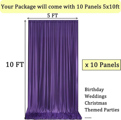 50ftx10ft Wrinkle Free Purple Backdrop Curtains - Image 3