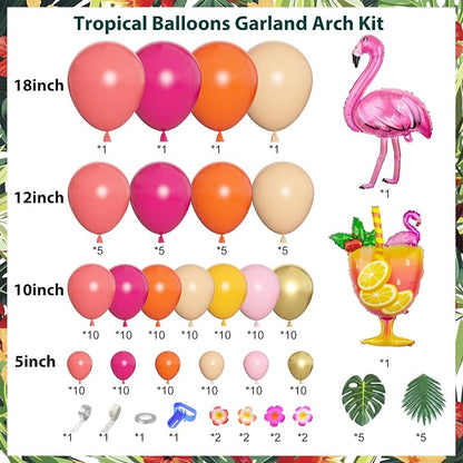 178Pcs Tropical Balloons Arch Garland Kit Luau Party Decorations | Aloha - Image 3