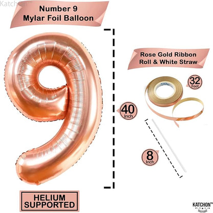 KatchOn, Rose Gold Number 9 Balloon - Image 4